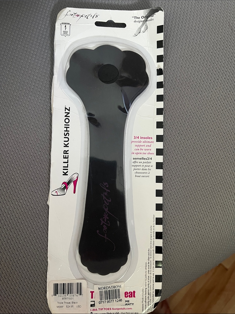 Footpets Killer Kushionz Black 3/4 Insole for Women